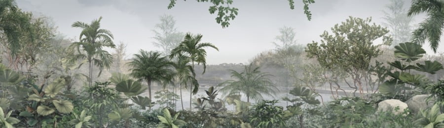 Tropická džungle nástěnná malba Jezero v tropické džungli - obrázek číslo 2