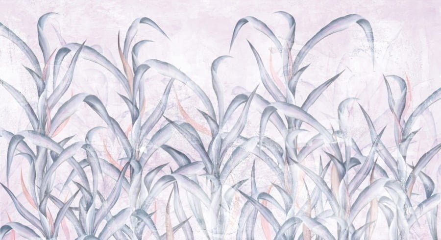 Nástěnná malba tenkých dlouhých listů v houští modrých listů - Obrázek 2