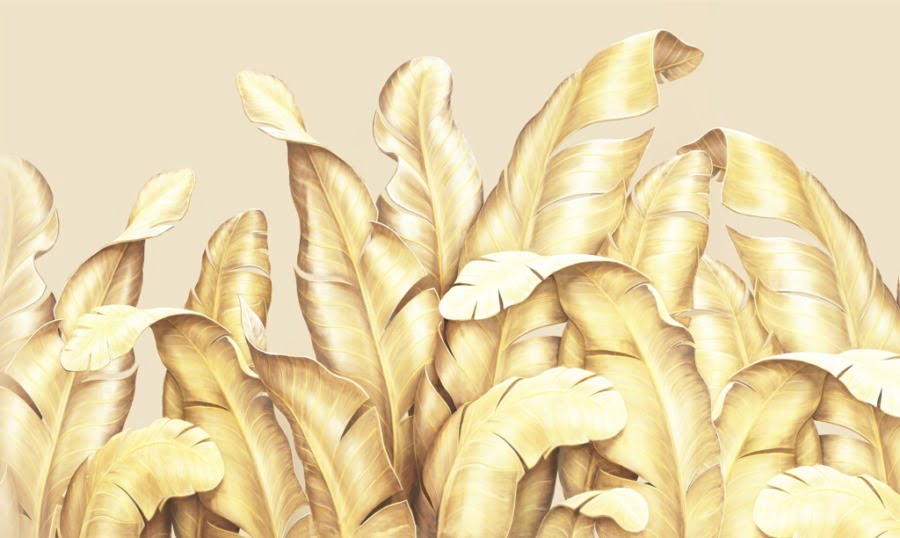 Nástěnná malba z velkých zlatých banánových listů In Golden Leaves for living room - číslo obrázku 2