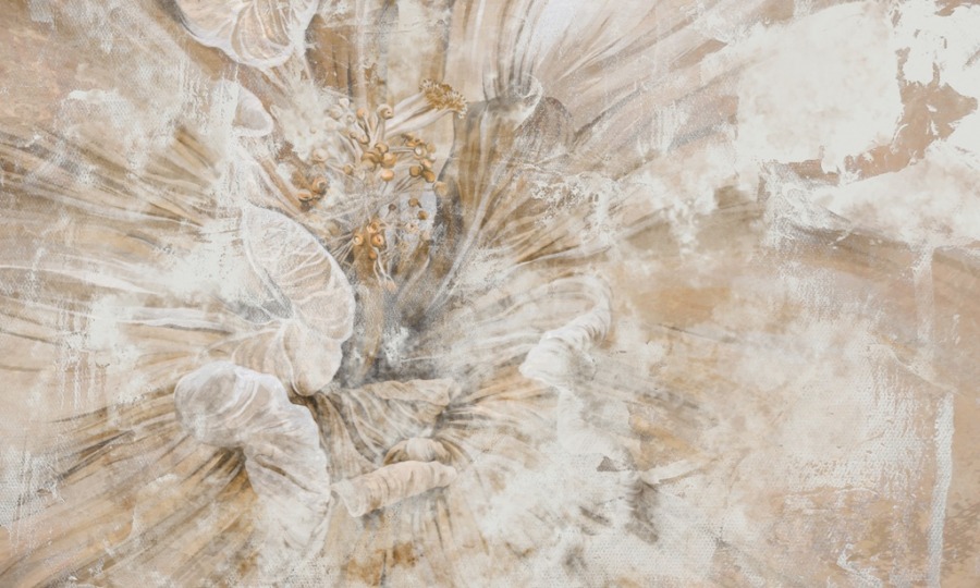Detailní nástěnná malba květinového kalichu Brown Lily - obrázek číslo 2