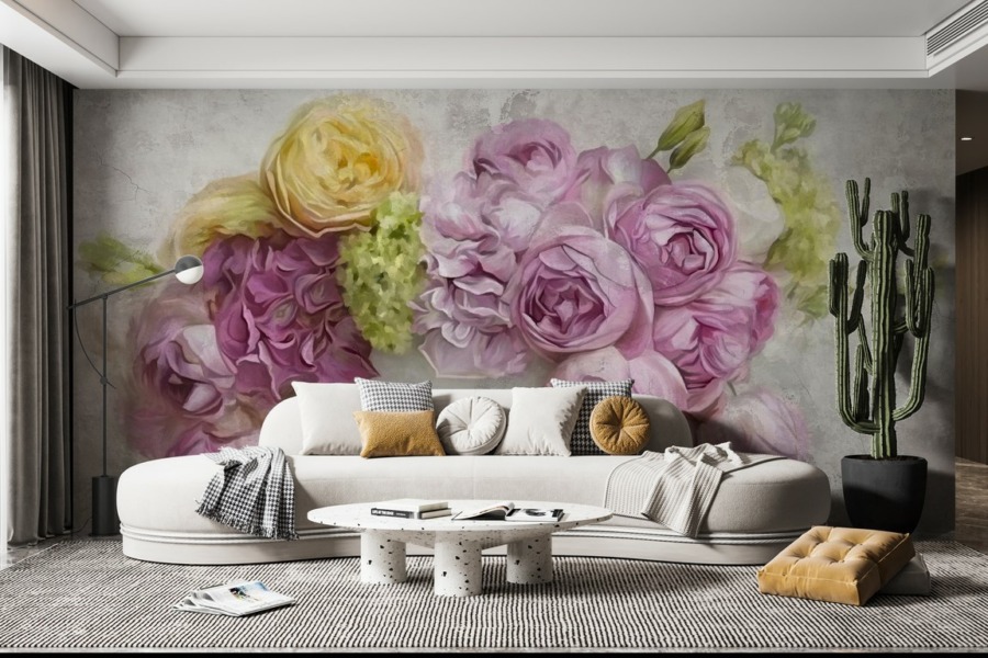 Nástěnná malba barevné kytice květin Kytice fialových květů - hlavní obrázek produktu