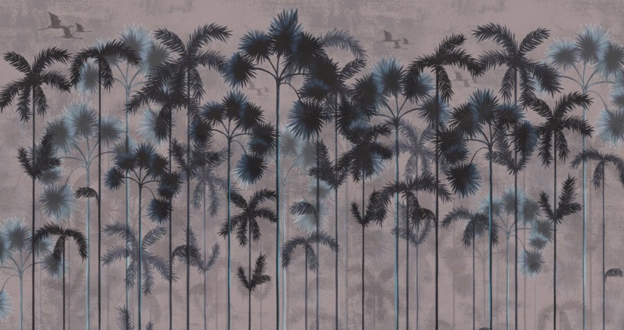 Nástěnná malba tropické krajiny v tmavých barvách Černé palmy - obrázek číslo 2