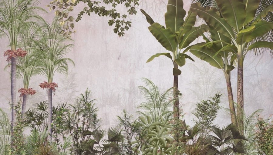 Nástěnná malba tropických stromů v mlze Exotika za mlhou - obrázek číslo 2