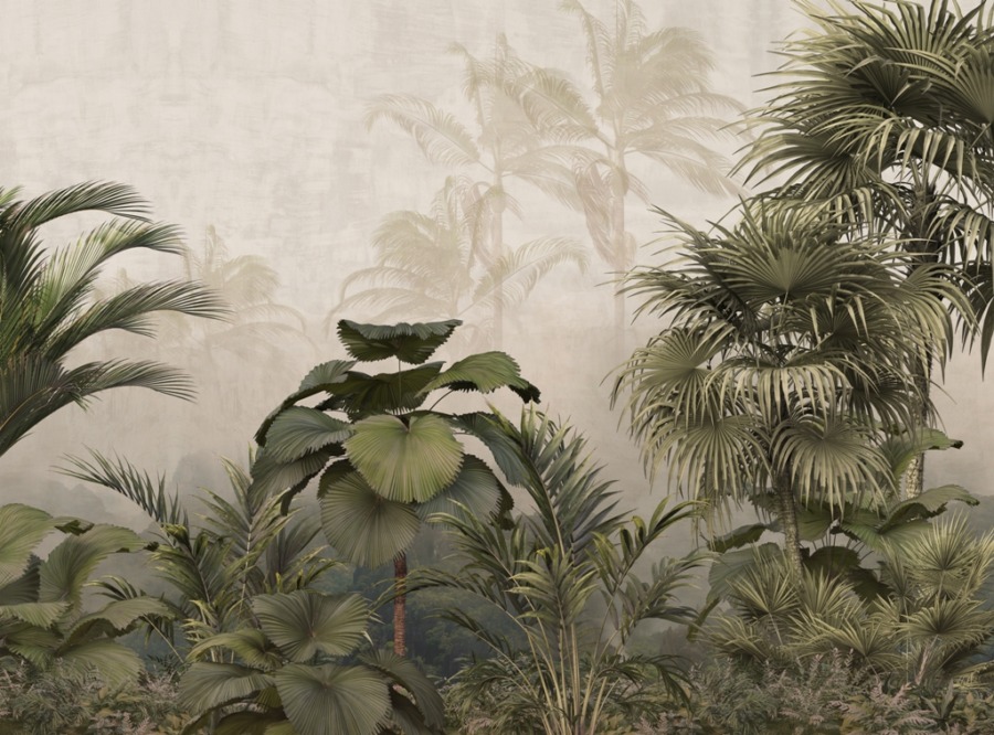 Nástěnná malba zelených exotických stromů Plumes of Tropical Plants pro obývací pokoj - obrázek číslo 2