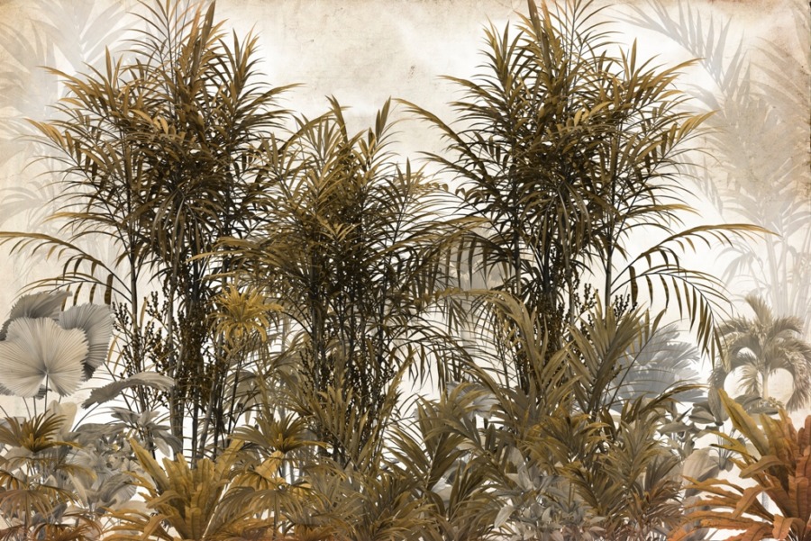 Nástěnná malba husté zelené vegetace Vysoké tropické rostliny - číslo obrazu 2