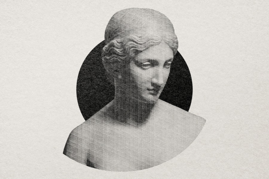 Nástěnná malba s antickým motivem a viditelnými pixely Řecká socha pro obývací pokoj - číslo obrázku 2