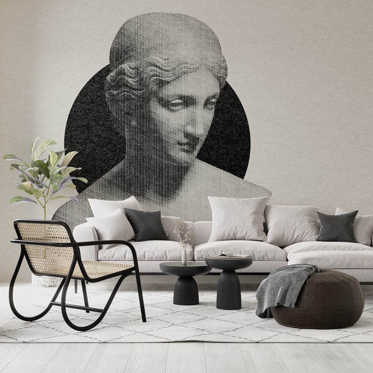 Nástěnná malba s antickým motivem a viditelnými pixely Řecká socha do obývacího pokoje - hlavní obrázek produktu