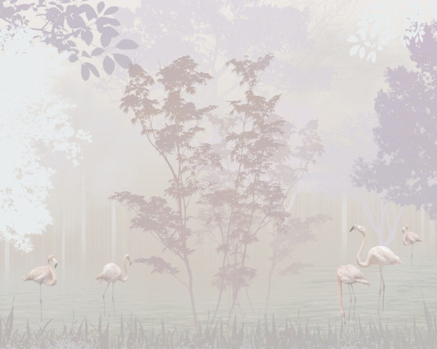 Nástěnná malba s jemným světelným přírodním motivem Jezero v mlze - obrázek číslo 2