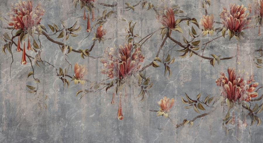 Nástěnná malba s roztíranými barvami a květinovým a rostlinným motivem Destroyed Floral Motif - z fotografie číslo 2