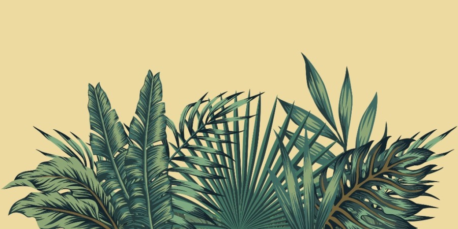 Nástěnná malba s tropickou zelení na béžovém pozadí Kytice zelených listů - obrázek číslo 2