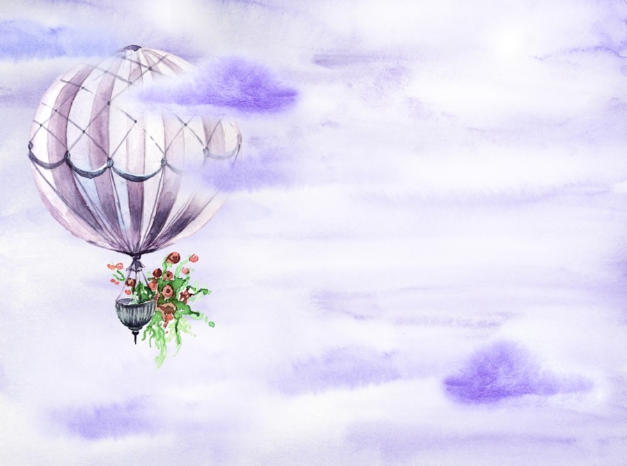 Fototapeta v jemných tónech Fialový balón ve vzduchu pro dětský pokoj - obrázek číslo 2