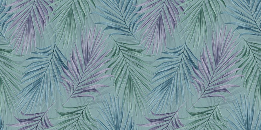 Fototapeta z motywem roślinnym na ciemnym tle Kolorowe Listki Palmowe - zdjęcie numer 2