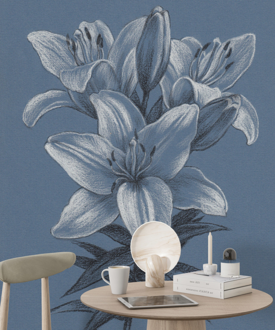 Květinová kresba v rozkiwit Lily Flower in Blue - hlavní obrázek produktu