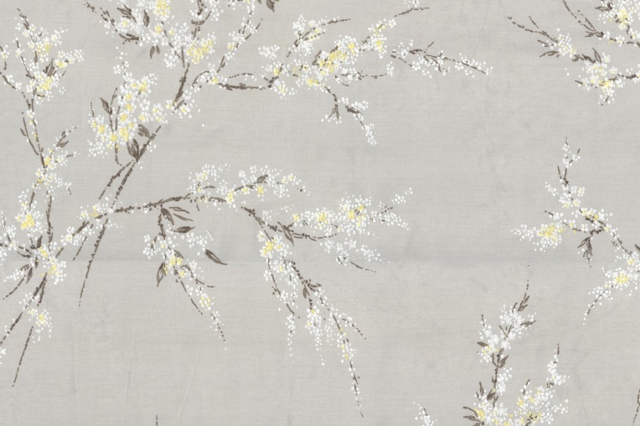 Nástěnná malba kvetoucího stromu na šedomodrém pozadí Bílé jarní květiny - obrázek číslo 2