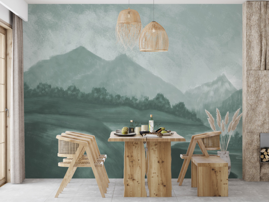 Nástěnná malba v odstínech šedé s motivem vysokých hor Mountain Landscape - hlavní obrázek produktu
