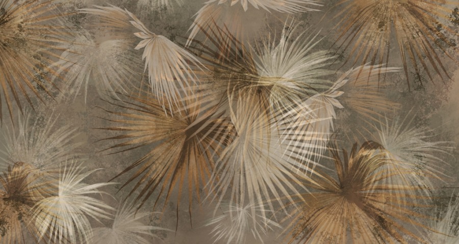 Fototapeta z motywem tropikalnym w brązach i szarości Gwiaździste Liście Palm - zdjęcie numer 2