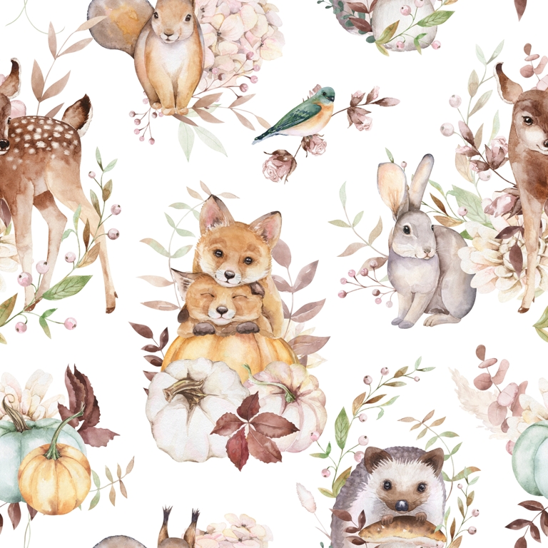 Jasně barevné nástěnné malby pro děti Podzimní lesní zvířata - obrázek číslo 2