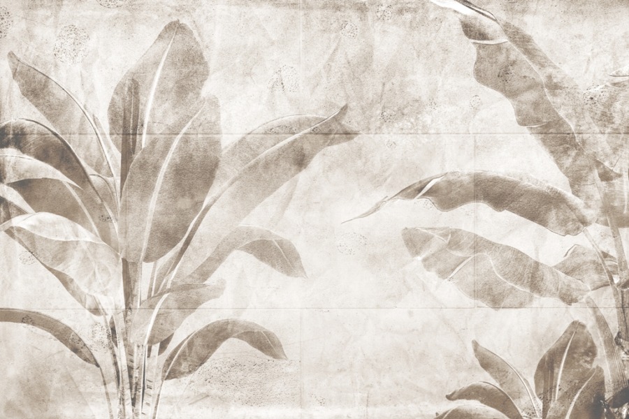 Nástěnná malba s chocholem listů v mlze Nezřetelné palmy - obrázek číslo 2