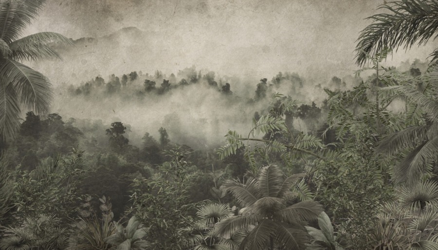 Nástěnná malba v zelené a šedé barvě Padající hustá mlha - obrázek číslo 2