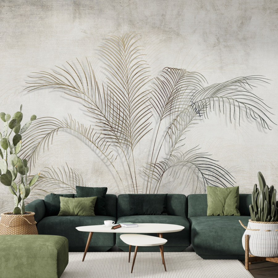 Nástěnná malba exotické palmy v mlze - hlavní obrázek produktu