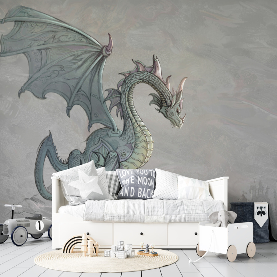 Nástěnná malba Lone Dragon v odstínech šedé a grafitové - hlavní obrázek produktu
