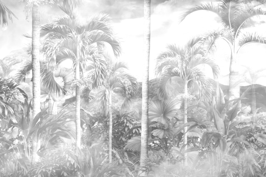 Nástěnná malba v odstínech šedé v hustých tropech Světelná džungle - obrázek číslo 2