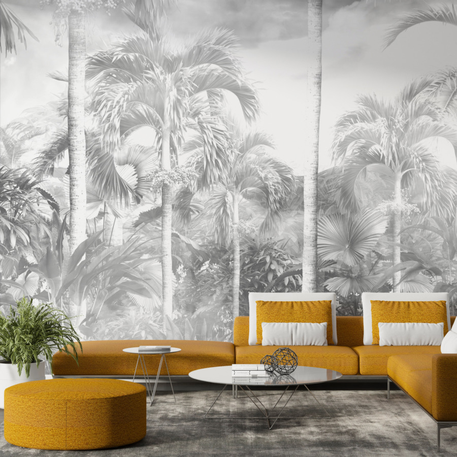 Nástěnná malba v odstínech šedé v hustých tropech Luminous Jungle - hlavní obrázek produktu