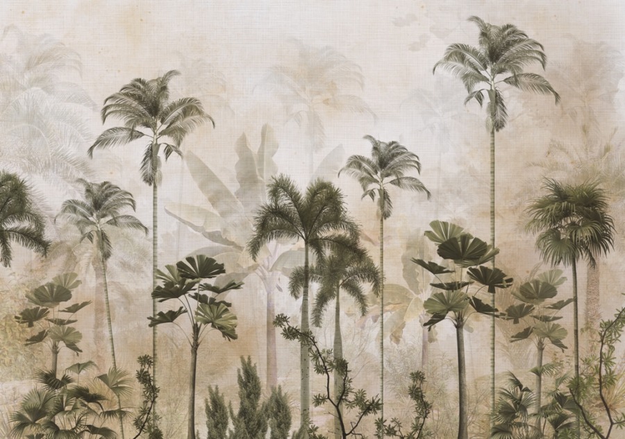 Nástěnná malba v béžové a zelené barvě High Palms Beyond the Mist - obrázek číslo 2