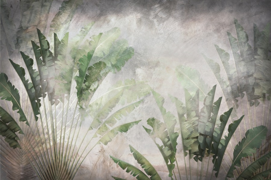 Nástěnná malba s tropickým motivem Green Fans in the Mist - obrázek číslo 2
