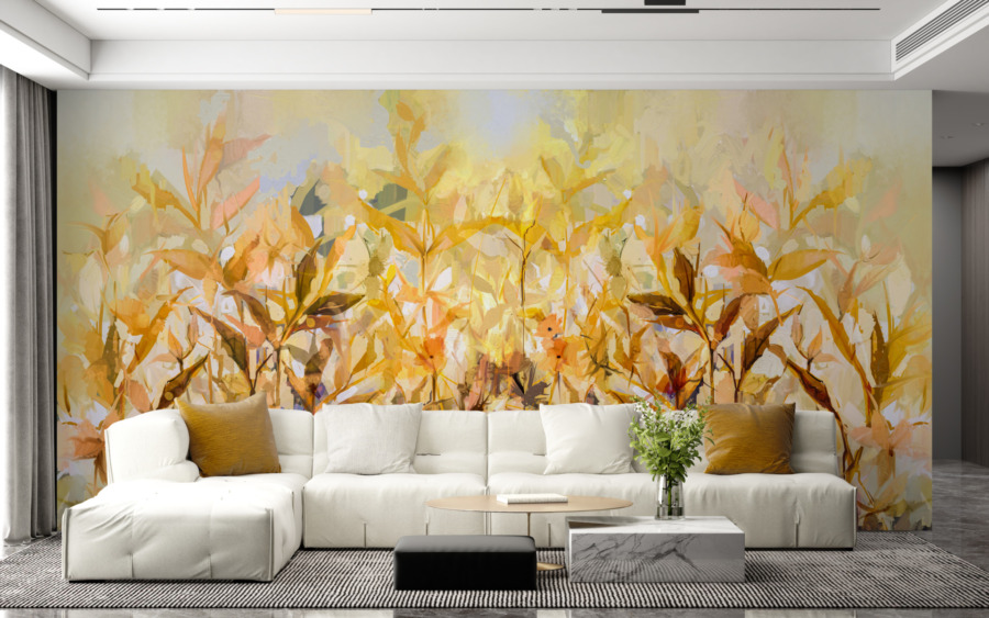 Nástěnná malba s květinovým motivem Gold Meadow - hlavní obrázek produktu