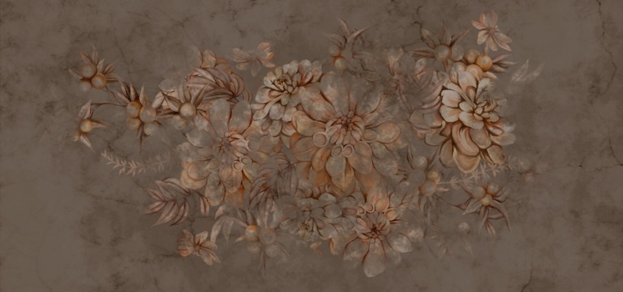 Fototapeta z motywem kwiatowym w odcieniach brązu Znikający Bukiet - zdjęcie numer 2