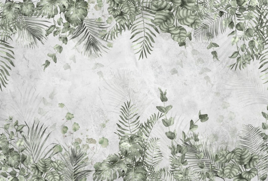 Fototapeta s rostlinným motivem na šedém pozadí Exotic Frame - číslo obrázku 2