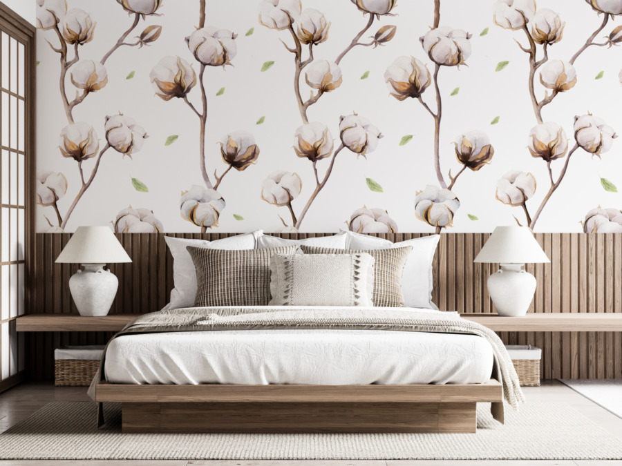 Světlé tóny Bavlněné květinové větvičky na zeď do ložnice - hlavní obrázek produktu