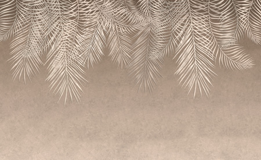 Fototapeta z długimi liśćmi w górnej części ściany Jasne Liście Palmowe - zdjęcie numer 2
