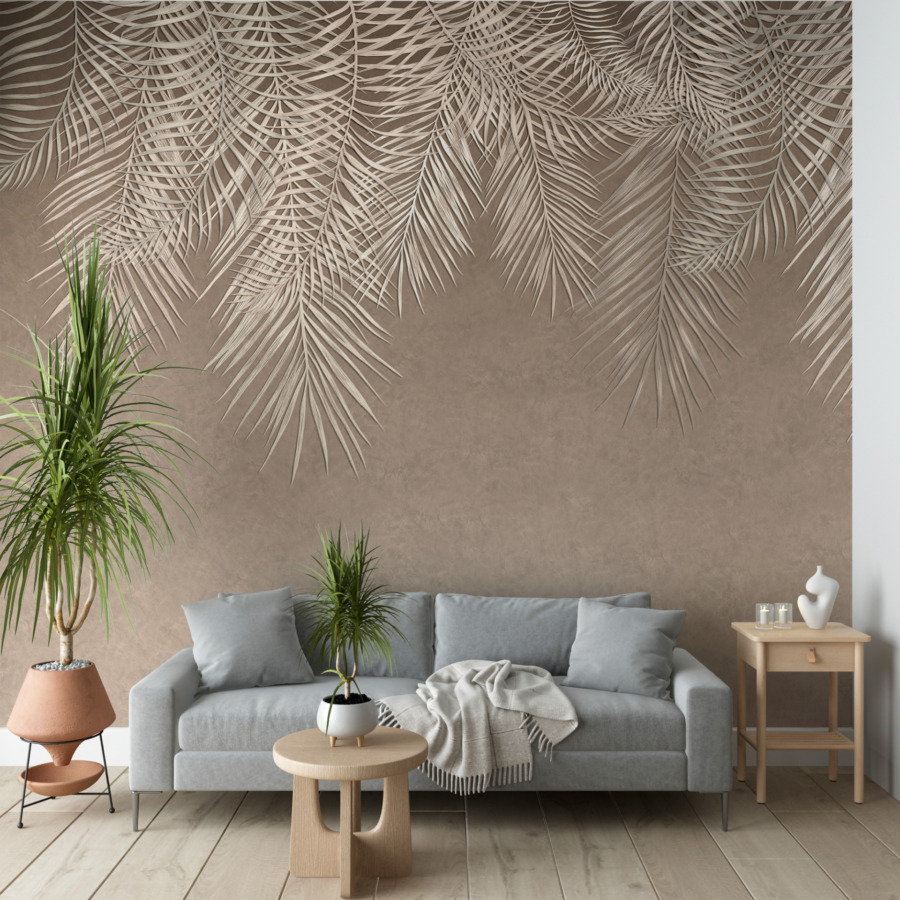Fototapeta s dlouhými listy v horní části stěny Bright Palm Leaves - hlavní obrázek produktu