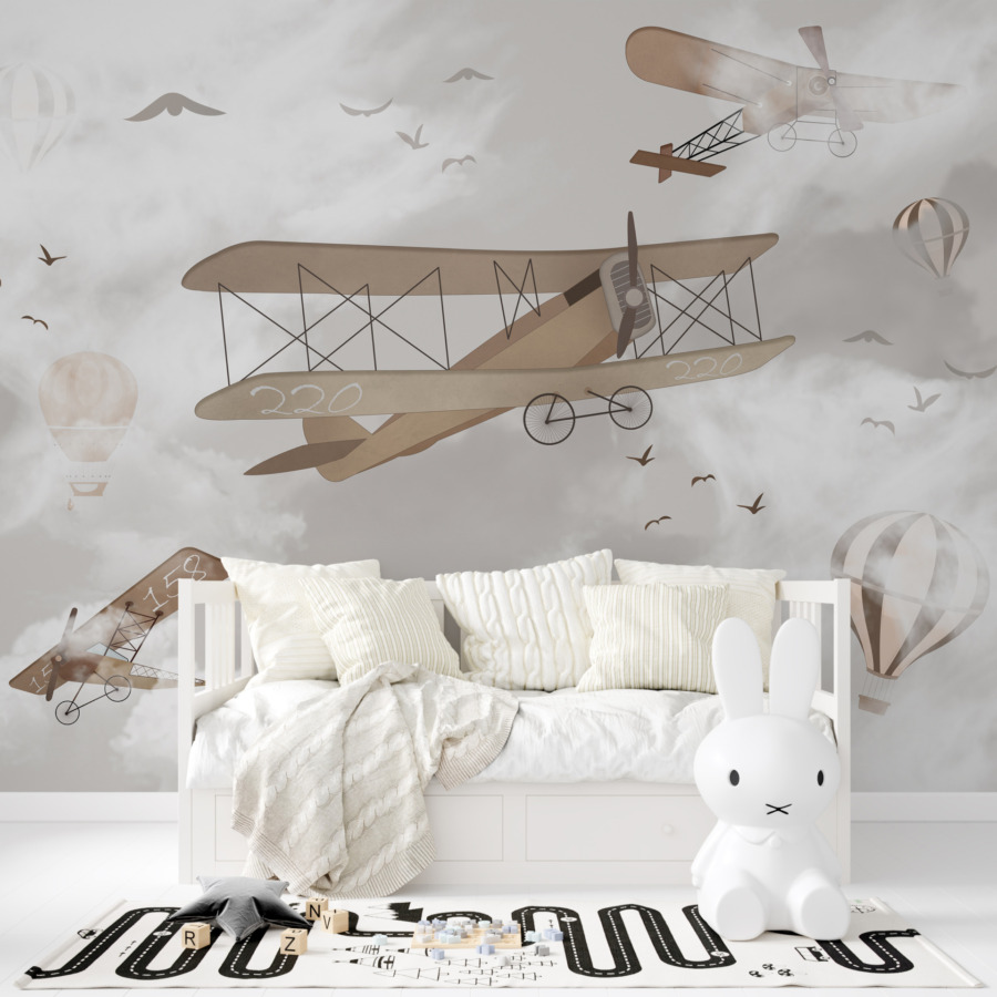 Nástěnná malba starých letadel ve vzduchu Flight in the Fog - hlavní obrázek produktu