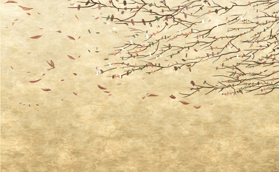 Fototapeta ze spadającymi kolorowymi liśćmi Powiew Jesiennego Wiatru - zdjęcie numer 2