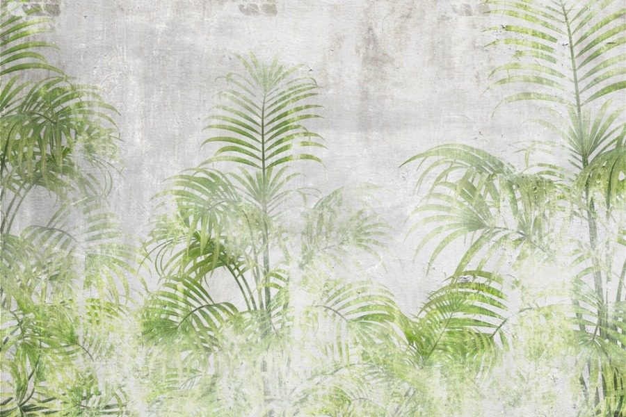 Nástěnná malba s exotickým motivem v zelené a šedé barvě Light Palm Green - obrázek číslo 2