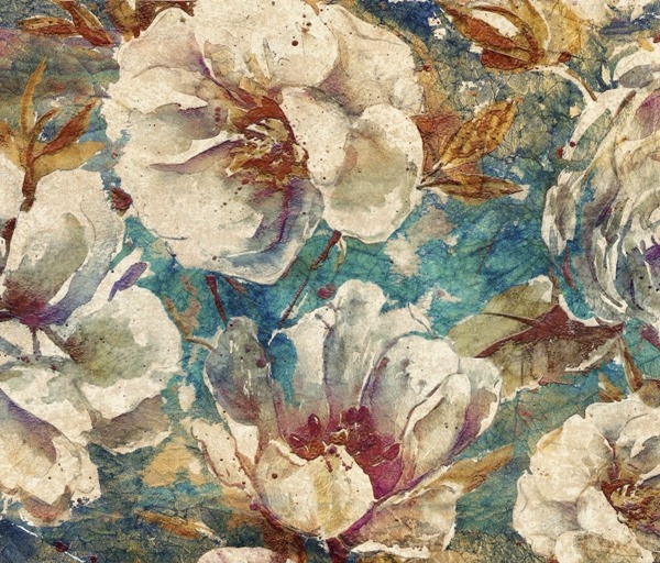 Nástěnná malba Bílé květiny na tkanině