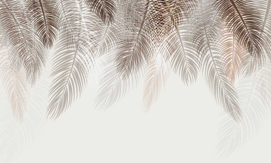 Nástěnná grafika úzkolistých palmových listů v tlumených barvách Brown Leaves - číslo obrázku 2