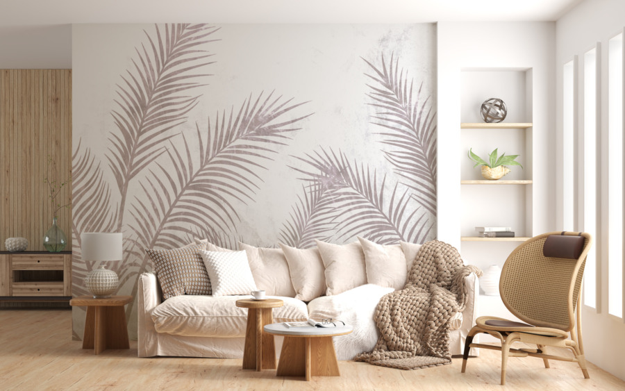 Nástěnná malba s exotickým motivem v jasných barvách Warm Palm Plume - hlavní obrázek produktu