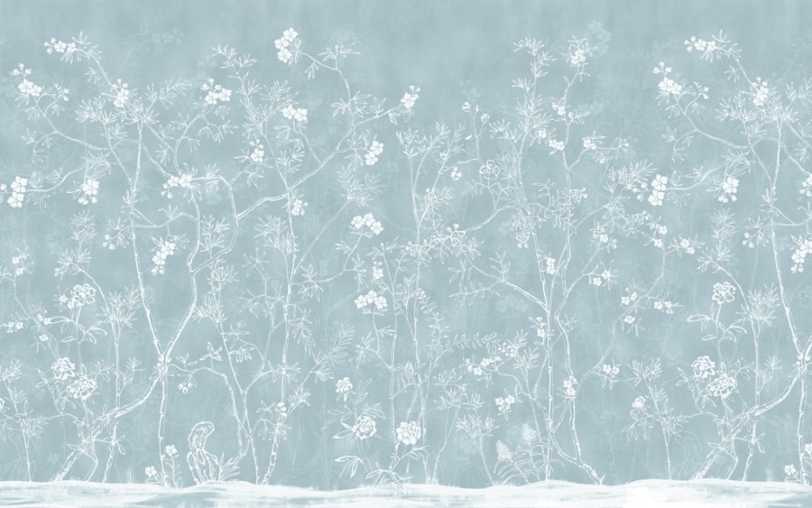 Retro květinová fototapeta Jemné květiny v modré barvě - obrázek číslo 2