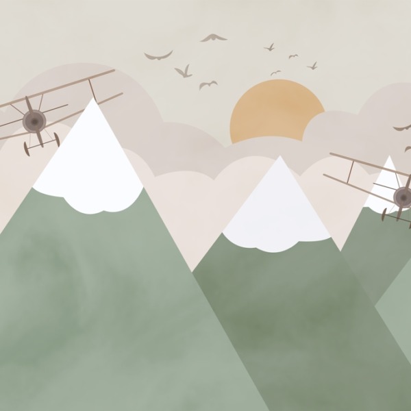 Nástěnná malba Dvě letadla nad horami