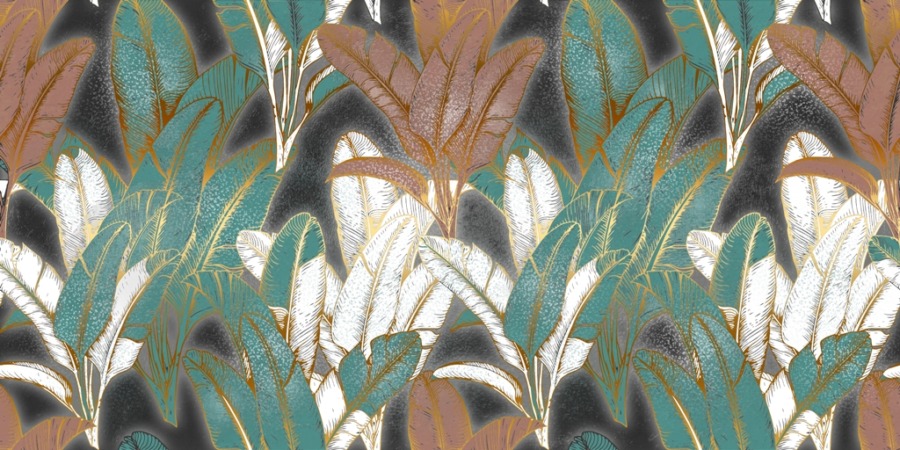 Fototapeta w żywych kolorach ze złotym, błyszczącym motywem Kolorowa Mozaika Piór - zdjęcie numer 2