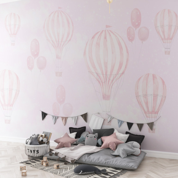 Fototapeta růžový balón let