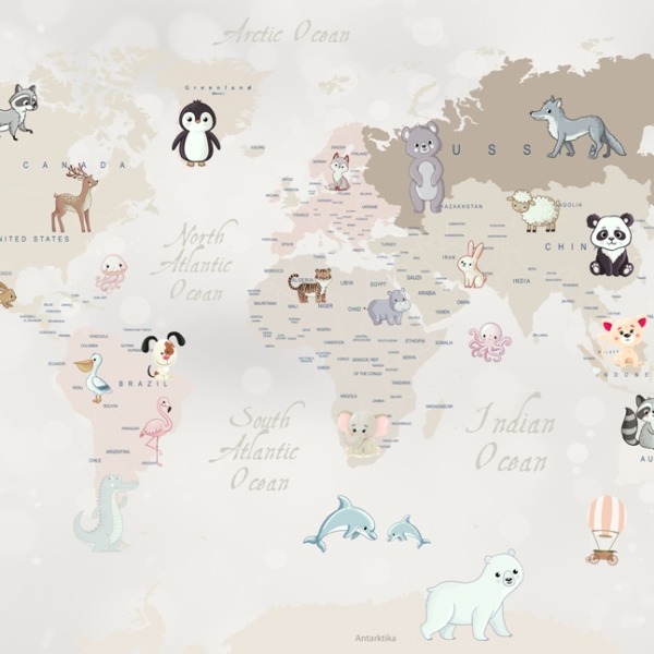 Tapeta Mapa se zvířaty