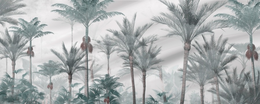 Freska kokosových palem v šedé mlze nad Palmovým lesem - obrázek číslo 2