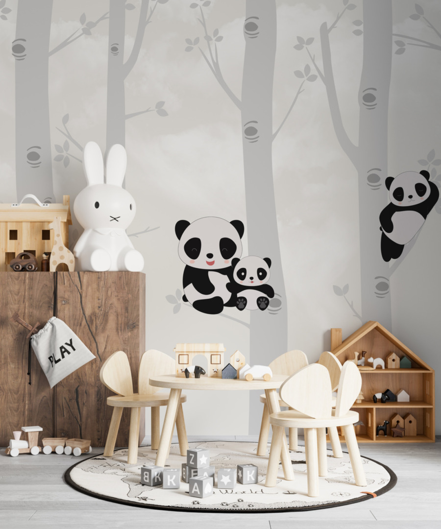 Nástěnná malba do dětského pokoje v jemných, tlumených barvách Medvídci koala na stromech - hlavní fotografie produktu