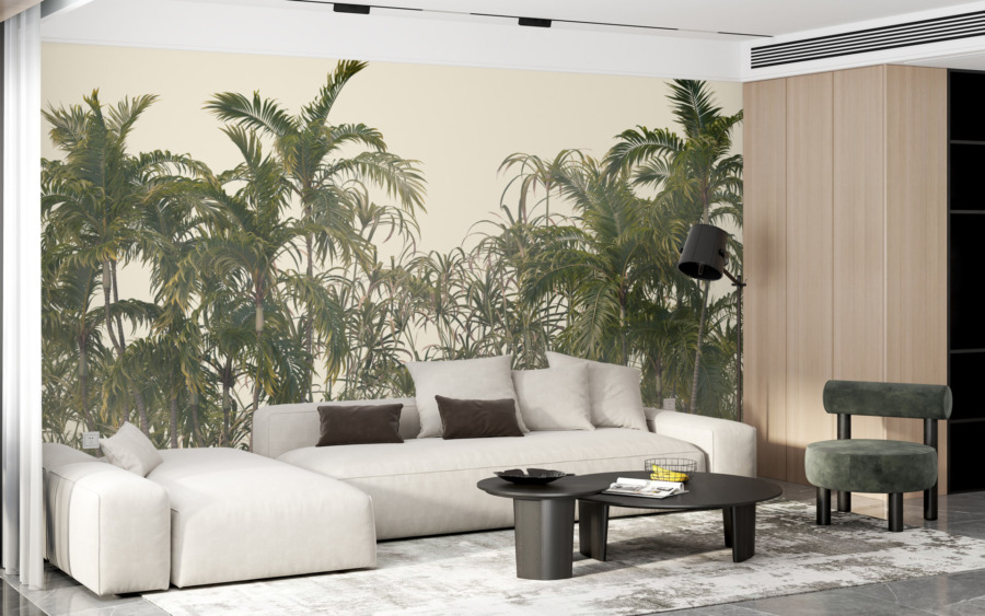 Nástěnná malba se zelení exotické džungle Úzkolisté palmy - hlavní obrázek produktu
