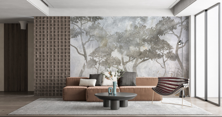 Nástěnná malba v tlumených odstínech šedé Bent Trees - hlavní obrázek produktu